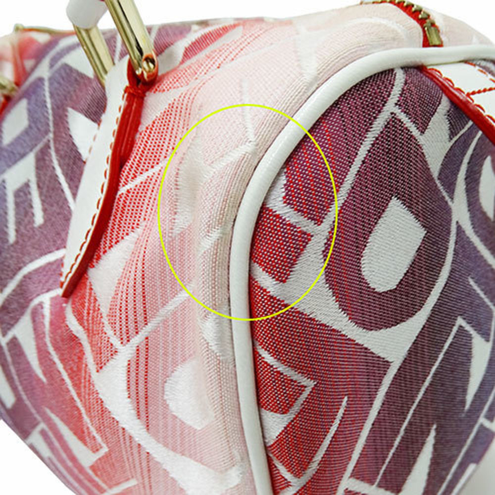 FENDI Canvas Red White 8BL068 Boston Bag - Picture 10 of 16